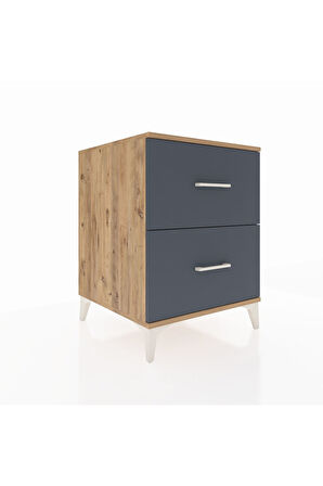 Kronos Komodin 2 Çekmeceli 60x59x80 Çam-Antrasit