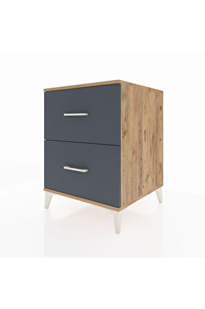 Kronos Komodin 2 Çekmeceli 60x59x80 Çam-Antrasit
