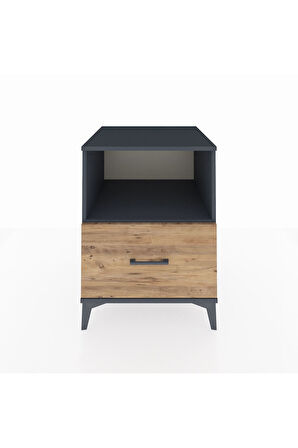 Kronos Komodin Tek Raflı Tek Çekmeceli 60x59x80 Antrasit-Çam