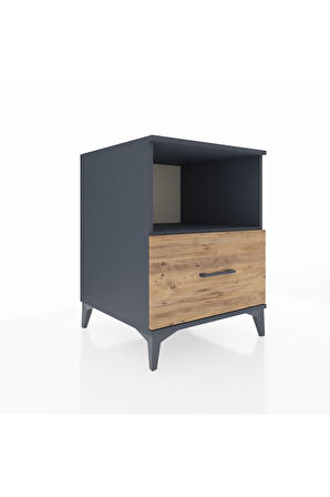 Kronos Komodin Tek Raflı Tek Çekmeceli 60x59x80 Antrasit-Çam
