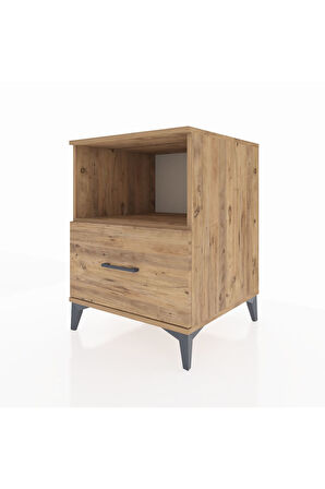 Kronos Komodin Tek Raflı Tek Çekmeceli 60x59x80 Çam-Çam