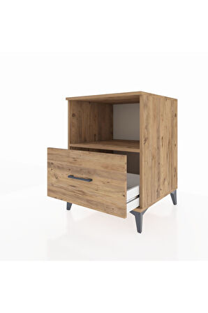 Kronos Komodin Tek Raflı Tek Çekmeceli 60x59x80 Çam-Çam