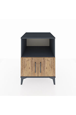 Kronos Komodin 2 Raflı 2 Kapaklı 60x59x80 Antrasit-Çam