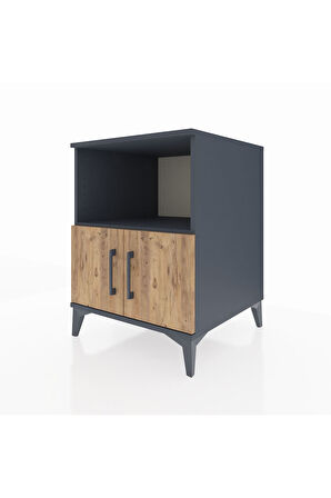 Kronos Komodin 2 Raflı 2 Kapaklı 60x59x80 Antrasit-Çam