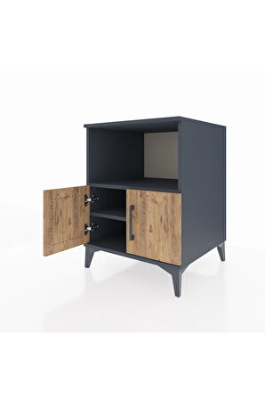 Kronos Komodin 2 Raflı 2 Kapaklı 60x59x80 Antrasit-Çam