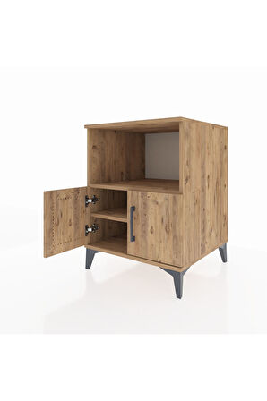 Kronos Komodin 2 Raflı 2 Kapaklı 60x59x80 Çam-Çam