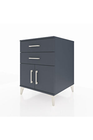 Kronos Komodin Tek Raflı 2 Çekmeceli 2 Kapaklı 60x59x80 Antrasit-Antrasit