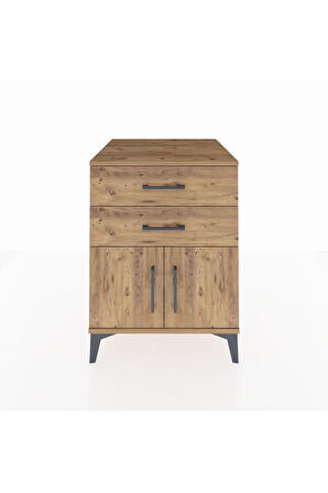 Kronos Komodin Tek Raflı 2 Çekmeceli 2 Kapaklı 60x59x80 Çam-Çam