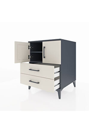 Kronos Komodin 2 Raflı 2 Çekmeceli 2 Kapaklı 60x59x80 Antrasit-Aytaşı