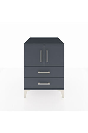 Kronos Komodin 2 Raflı 2 Çekmeceli 2 Kapaklı 60x59x80 Antrasit-Antrasit