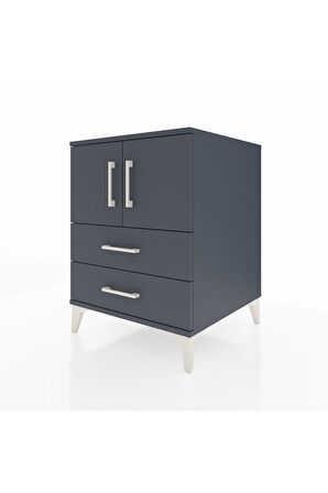 Kronos Komodin 2 Raflı 2 Çekmeceli 2 Kapaklı 60x59x80 Antrasit-Antrasit