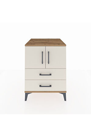 Kronos Komodin 2 Raflı 2 Çekmeceli 2 Kapaklı 60x59x80 Çam-Aytaşı
