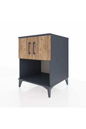Kronos Komodin 2 Raflı 2 Kapaklı 60x59x80 Antrasit-Çam