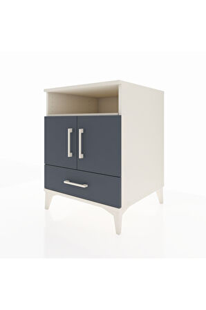 Kronos Komodin 3 Raflı Tek Çekmeceli 2 Kapaklı 60x59x80 Aytaşı-Antrasit