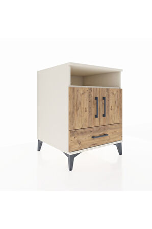 Kronos Komodin 3 Raflı Tek Çekmeceli 2 Kapaklı 60x59x80 Aytaşı-Çam