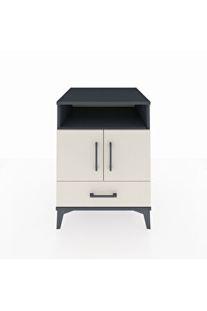 Kronos Komodin 3 Raflı Tek Çekmeceli 2 Kapaklı 60x59x80 Antrasit-Aytaşı