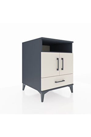 Kronos Komodin 3 Raflı Tek Çekmeceli 2 Kapaklı 60x59x80 Antrasit-Aytaşı