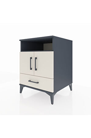 Kronos Komodin 3 Raflı Tek Çekmeceli 2 Kapaklı 60x59x80 Antrasit-Aytaşı