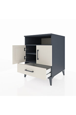 Kronos Komodin 3 Raflı Tek Çekmeceli 2 Kapaklı 60x59x80 Antrasit-Aytaşı