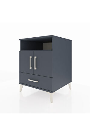 Kronos Komodin 3 Raflı Tek Çekmeceli 2 Kapaklı 60x59x80 Antrasit-Antrasit