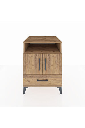 Kronos Komodin 3 Raflı Tek Çekmeceli 2 Kapaklı 60x59x80 Çam-Çam