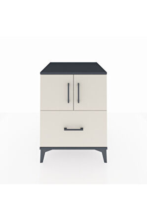 Kronos Komodin 2 Raflı Tek Çekmeceli 2 Kapaklı 60x59x80 Antrasit-Aytaşı