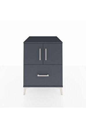 Kronos Komodin 2 Raflı Tek Çekmeceli 2 Kapaklı 60x59x80 Antrasit-Antrasit