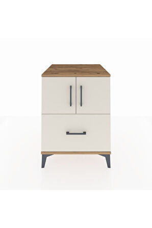 Kronos Komodin 2 Raflı Tek Çekmeceli 2 Kapaklı 60x59x80 Çam-Aytaşı