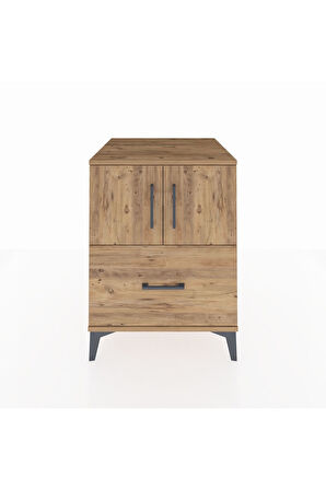 Kronos Komodin 2 Raflı Tek Çekmeceli 2 Kapaklı 60x59x80 Çam-Çam