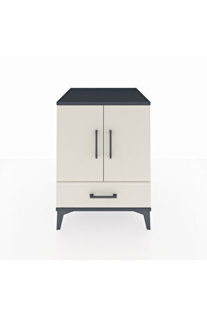 Kronos Komodin 2 Raflı Tek Çekmeceli 2 Kapaklı 60x59x80 Antrasit-Aytaşı