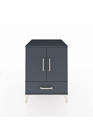 Kronos Komodin 2 Raflı Tek Çekmeceli 2 Kapaklı 60x59x80 Antrasit-Antrasit