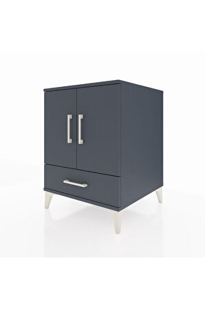 Kronos Komodin 2 Raflı Tek Çekmeceli 2 Kapaklı 60x59x80 Antrasit-Antrasit