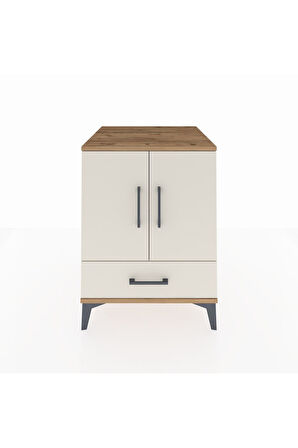 Kronos Komodin 2 Raflı Tek Çekmeceli 2 Kapaklı 60x59x80 Çam-Aytaşı