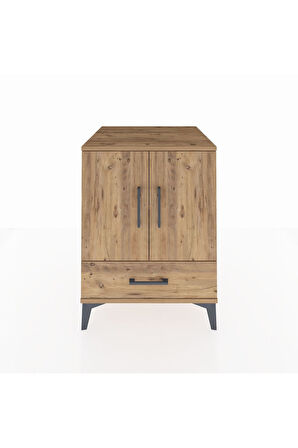 Kronos Komodin 2 Raflı Tek Çekmeceli 2 Kapaklı 60x59x80 Çam-Çam