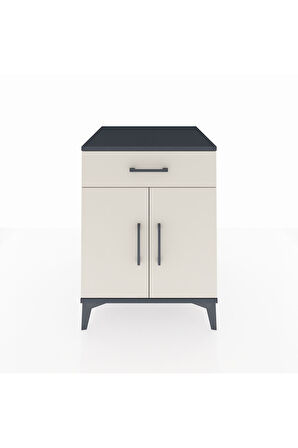 Kronos Komodin Tek Raflı Tek Çekmeceli 2 Kapaklı 60x59x80 Antrasit-Aytaşı