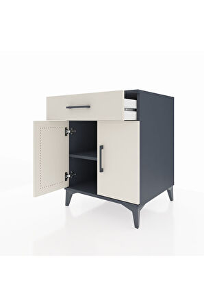 Kronos Komodin Tek Raflı Tek Çekmeceli 2 Kapaklı 60x59x80 Antrasit-Aytaşı