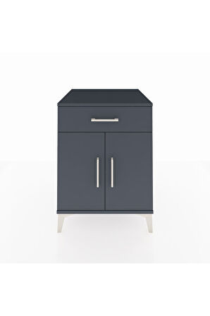 Kronos Komodin Tek Raflı Tek Çekmeceli 2 Kapaklı 60x59x80 Antrasit-Antrasit