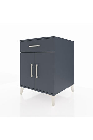 Kronos Komodin Tek Raflı Tek Çekmeceli 2 Kapaklı 60x59x80 Antrasit-Antrasit