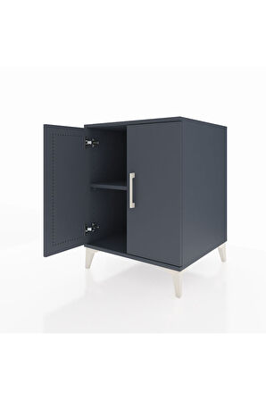 Kronos Komodin Tek Raflı 2 Kapaklı 60x59x80 Antrasit-Antrasit