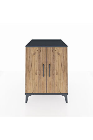 Kronos Komodin Tek Raflı 2 Kapaklı 60x59x80 Antrasit-Çam