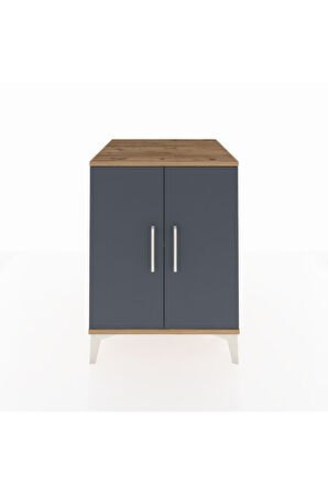 Kronos Komodin Tek Raflı 2 Kapaklı 60x59x80 Çam-Antrasit