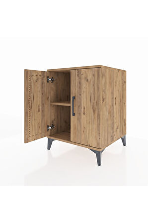 Kronos Komodin Tek Raflı 2 Kapaklı 60x59x80 Çam-Çam