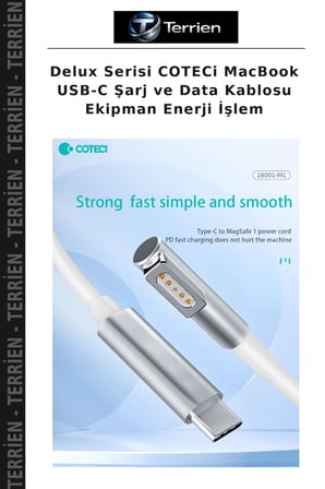 Delux Serisi COTECi MacBook USB-C Şarj ve Data Kablosu Ekipman Enerji İşlem