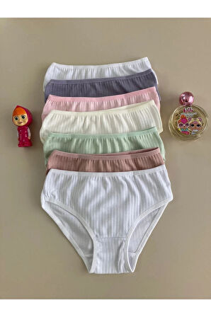 ELM Karışık Desen Ribanalı Modal 7li Kız Slip Set S-59