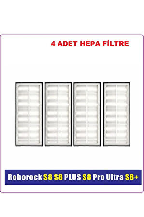 Roborock S7  S8 Plus S8 Pro S8 Ultra Uyumlu 4 adet HEPA FİLTRE Uyumlu