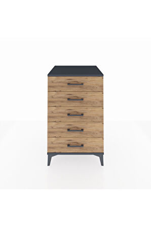 Kronos Komodin 5 Çekmeceli 60x59x96 Antrasit-Çam