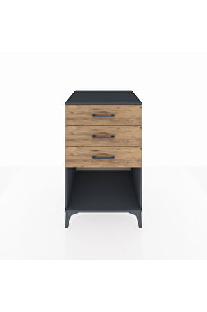 Kronos Komodin 3 Çekmeceli 60x59x96 Antrasit-Çam
