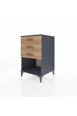 Kronos Komodin 3 Çekmeceli 60x59x96 Antrasit-Çam
