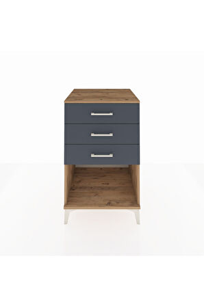 Kronos Komodin 3 Çekmeceli 60x59x96 Çam-Antrasit