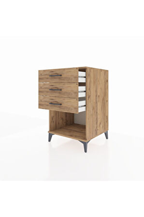 Kronos Komodin 3 Çekmeceli 60x59x96 Çam-Çam